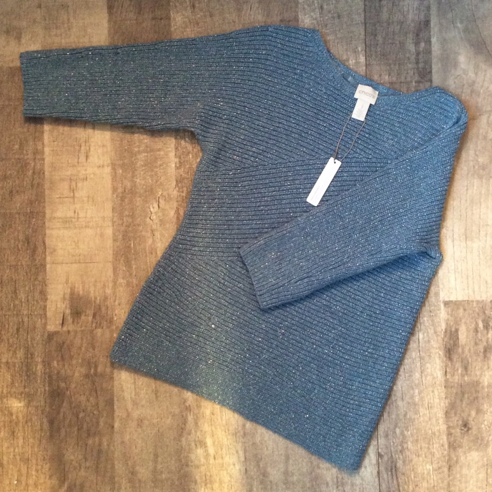 Chico’s Shine Detail Sweater 1 NWT